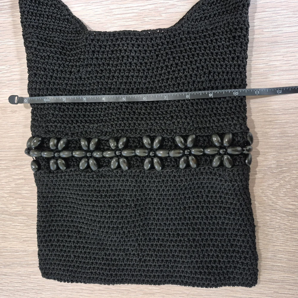 Chic Black Beaded Shoulder Bag